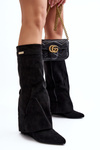 Women's Boots with Hidden Wedge Black Pattia