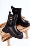 Girls' High Leather Boots Black Shelby