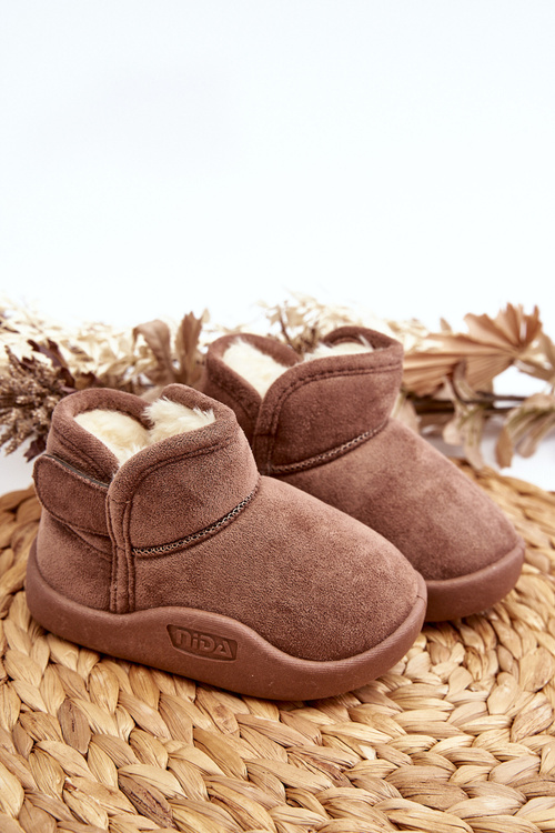 Children's insulated snow boots with fur lining in brown Benigna