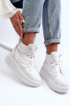 Buty Sportowe Damskie Platforma Skóra Białe Zazoo 3392/X