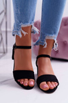 Women's Suede Sandals Black Galisa