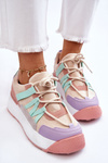 Buty Sportowe Damskie Zamsz Platforma Beżowo-Różowe Rohan