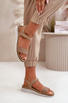 Comfortable and Lightweight Women's Sandals with Velcro Inblu CN000041 Beige-Gold