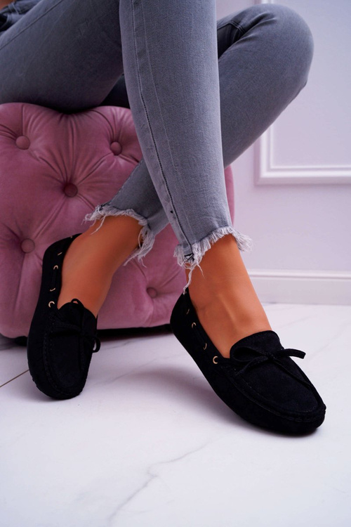 Women's Suede Moccasins Black S.Barski Gustoben