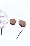 Gold Polarized Aviator Sunglasses With Blue Lenses