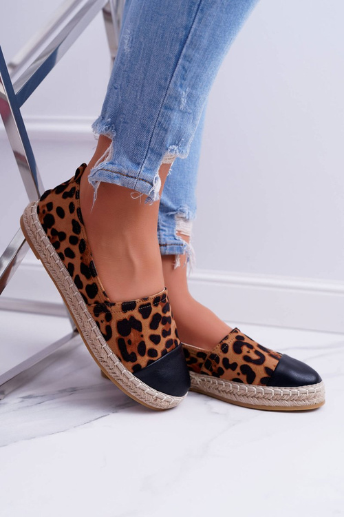 Damskie Espadryle Leopard Flaty