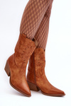 Leather Cowboy Boots On Low Heel Camel Ursuline