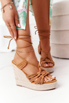 Lace-up Wedge Sandals With Braids Camel Run The World