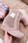 Women's Lu Boo Openwork Suede Beige Clamma Sneakers