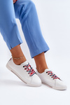 Tenisówki Damskie Skóra Białe Litzy 87967