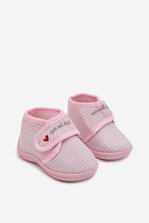 Kids slippers with velcro stripes light pink Lavelle