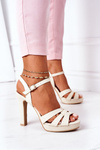 Elegant Sandals On A Block Heel Beige Anastasia
