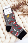 Men's Funny Socks Mismatched Barbecue And Sausages Gray 