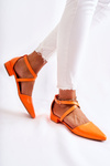 Leather Stiletto low-heeled pumps Orange Giovanna
