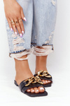 Leather Slippers With A Chain Black French Kiss