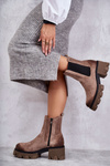 Women's Suede Platform Boots Beige Hilde
