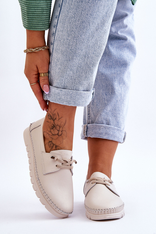 Leather Slip-Ons Beige Archie 