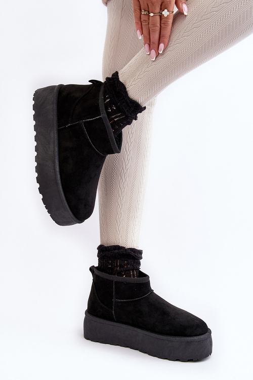 Women's Platform Snow Boots Black Mennja