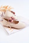 Children's Ballerinas With Velcro Flowers Light Beige Caitlin