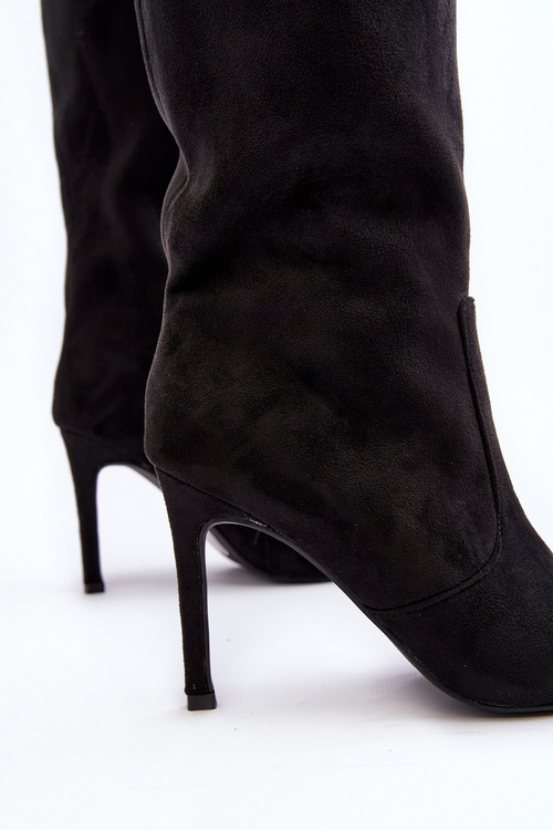 Women's Half-Calf Boots with Stiletto Heel Black Odetteia
