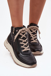 Women's Sports Boots on Platform Made of Natural Leather Zazoo Z1239 Black