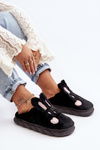 Women's Fur Slippers with Bunny Black Naveritte