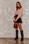 Women's Over-the-Knee Boots with Sheepskin Type Fleece Black Bellama