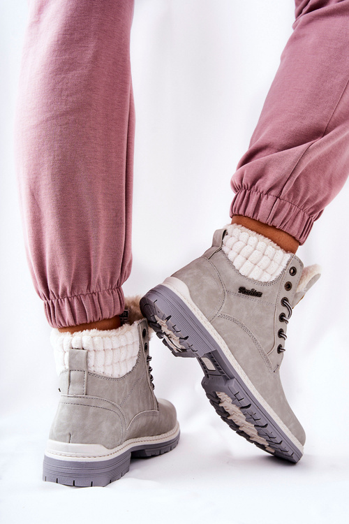 Leather Insulated Trappers Light Grey Laralis