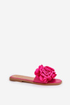 Women's Flat Sandals With Decorative Flowers Fuchsia Misorsse