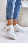 Fashionable Women's Sneakers On Platform Made Of Eco Leather Beige