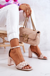 Leather Sandals On A Bar Beige Lorelei