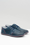 Men's Leather Lace-up Navy Blue Openwork Markos Half Shoes