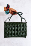 Quilted Letterman Handbag Green Roselyn 