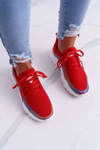 Sportowe Damskie Buty Gruba Podeszwa Holograficzne Czerwone Party Up