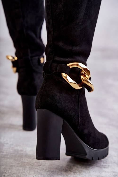 Suede Boots With Detachable Chain Black Jackson