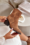 Boots With Perforated Shaft On Heel Eco Suede Brown Nevishiia