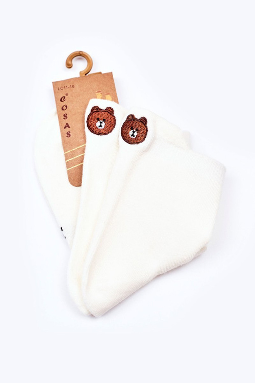 Girls' Cotton Socks With A Teddy Bear COSAS White
