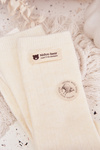 Warm Woolen Women's Socks With Embroidery Ecru