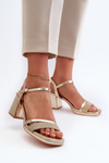 Women's High Heel Sandals with Shiny Gold Strap Tessata