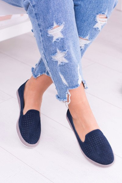 Women's Openwork Navy Blue Ballerinas Eparo