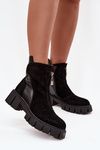 Women's Boots Made of Genuine Suede Lined D A JC52 874 Black