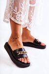 Fashionable Slippers With Chain Black Megosa