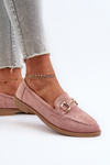 Women's flat-heeled loafers with pink Aviole decoration