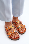 Decorated Women's Flip Flops with Buckles S.Barski MY121 Orange