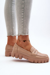 Women's Faux Leather Moccasins Beige Seravisa