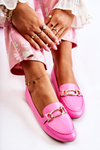 Leather Loafers With Decoration Pink Millario