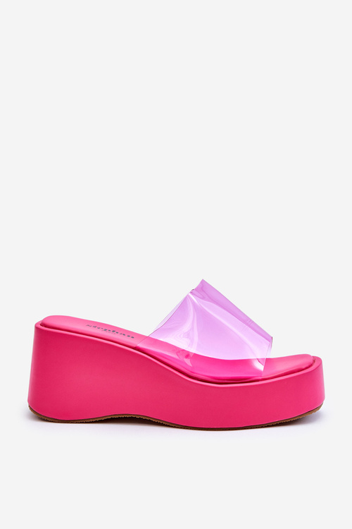 Women's Transparent Wedge Slippers Fuchsia Eliane