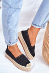 Women's Lace Espadrilles Black Platform Desante