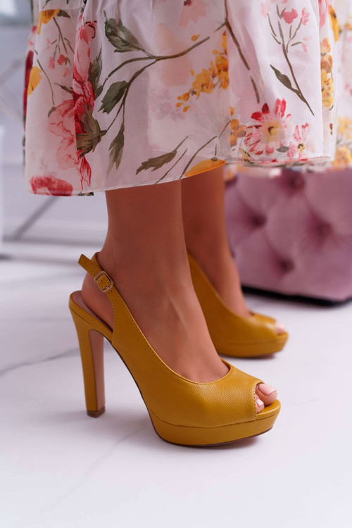 Platform Heeled Women's Sandals Yellow Lorajn