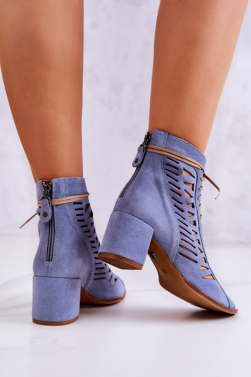 Suede Openwork Boots Maciejka 04040-34 Blue